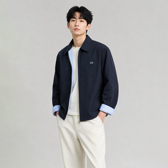 loewe embroidered anagram zip‑up collared jacket